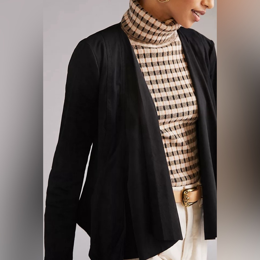 Hutch Anthropologie Black Draped Faux Suede Jacket